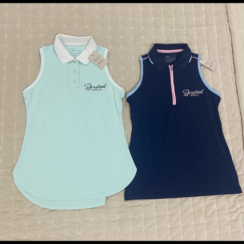 3 brand new Peter Millar Barstool Sports golf tops, 2 short sleeve + long sleeve